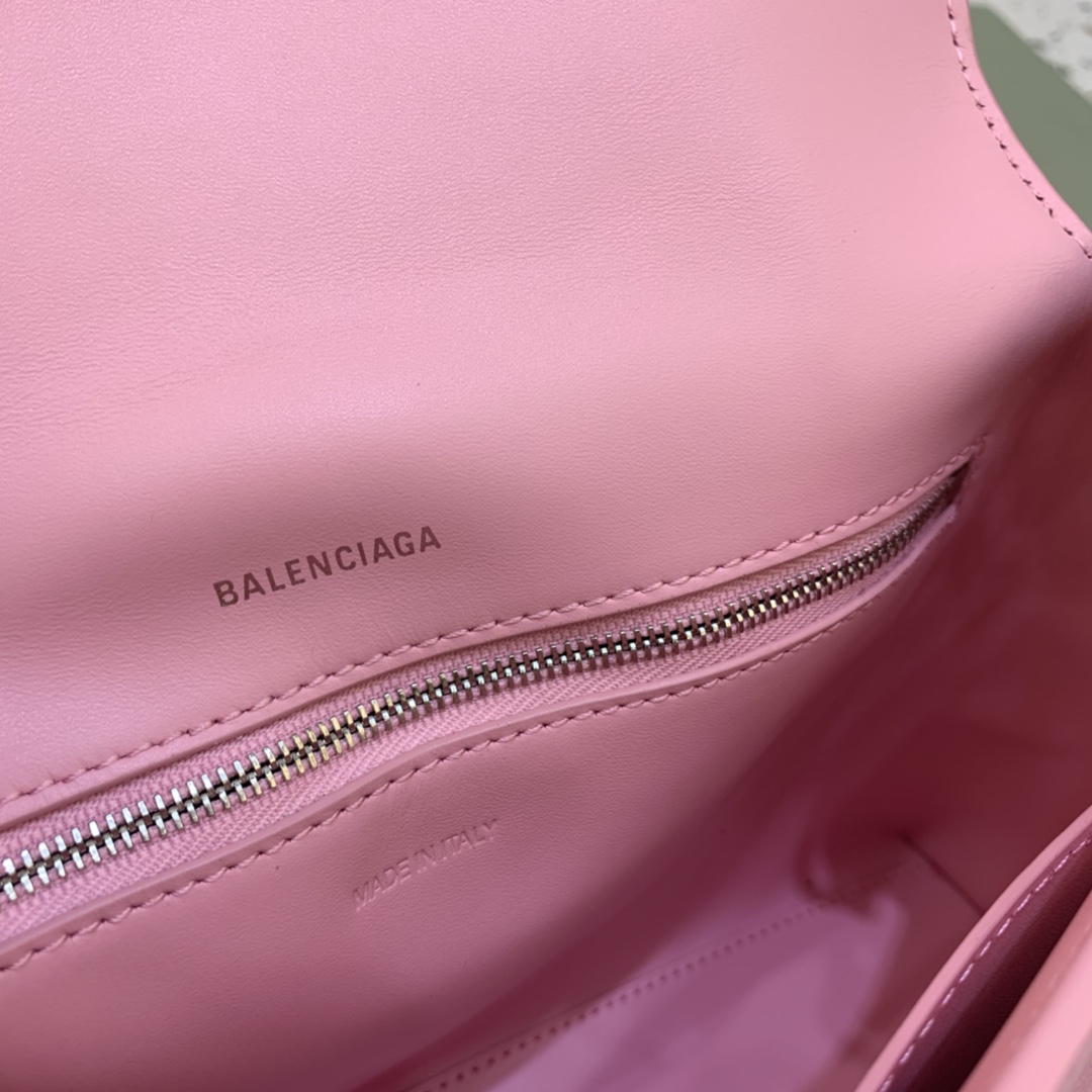 Balenciaga Downtown Small Shoulder Bag With Chain Pink